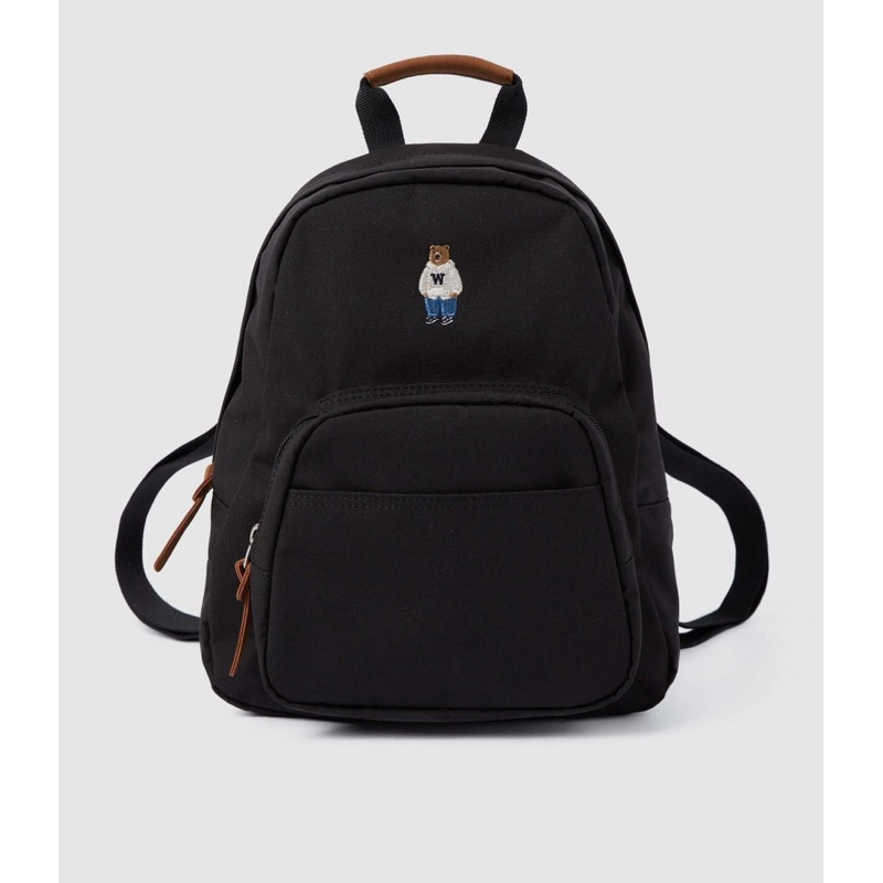 CHÍNH HÃNG - WHOAU Steve Bear Basic Backpack Black - Balo, cặp màu đen