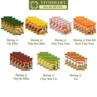 SET10GÓI-MAMA- Mì Mama gói nhỏ 7 vị: Tôm Tomyum, Thịt heo bằm, Sốt kem Tomyum, Mì vịt tiềm, Thịt bò hầm, Gà, Chay rau củ