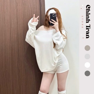 (TẶNG BĂNG ĐÔ) Set Bộ 3 Món Lệch Vai Chất Len Tăm Lông Dày Dặn Basic Dễ Mặc Nhiều Kiểu - Chinh Trần Store