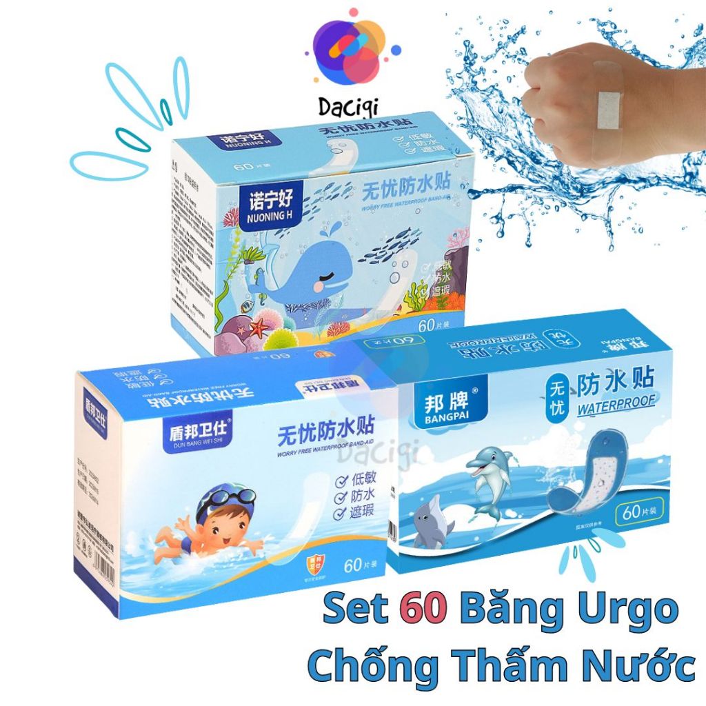 Hộp 60 miếng băng urgo chống thấm nước tiện dụng - Băng ego chống nước khi bơi…