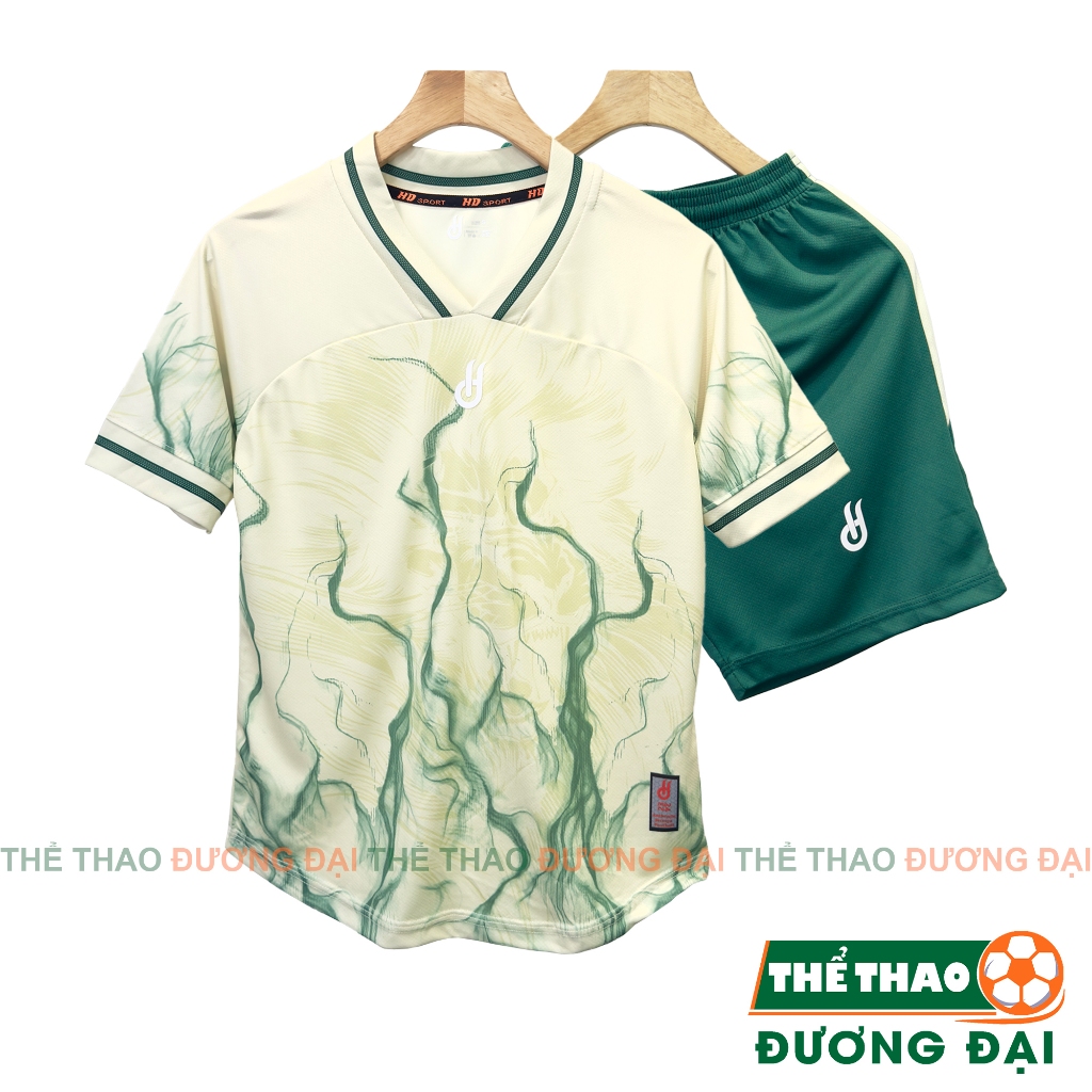 Quần Áo Bóng Đá Thiết Kế HD Nova Kem Xanh Thun Mè Cao Cấp Thoáng Khí Thể Thao Đương Đại