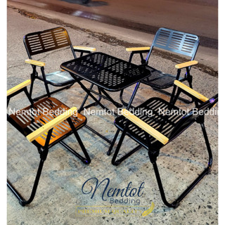  ⭐️SIÊU BỀN⭐️ Bàn Ghế Sắt CNC Điêu Khắc Phối Tay Gỗ Cao Cấp Xếp Gọn Ngồi Cà Phê Sân Vườn_Chính Hãng 