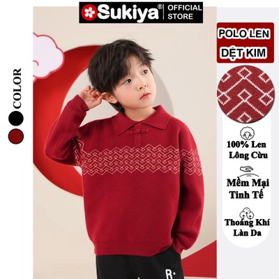 Áo Len Trẻ Em Cổ Bẻ Polo SUKIYA Kiểu Dáng Unisex Chất Lên Lông Thỏ Cao Cấp AL91