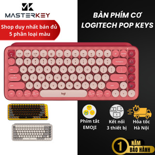 Bàn phím cơ không dây Logitech Pop keys, Kết nối đa thiết bị tùy chỉnh phím emoji 1 năm bảo hành