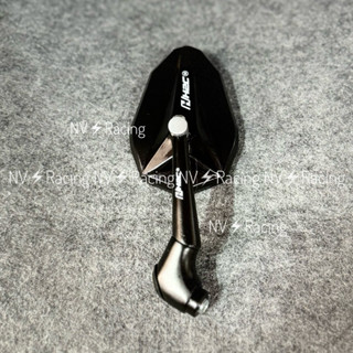 Kính chiếu hậu kiểu H2cc V2 chân 3D / xoay 360 độ 10li thuận mặt kính trắng ( Đen Bóng )