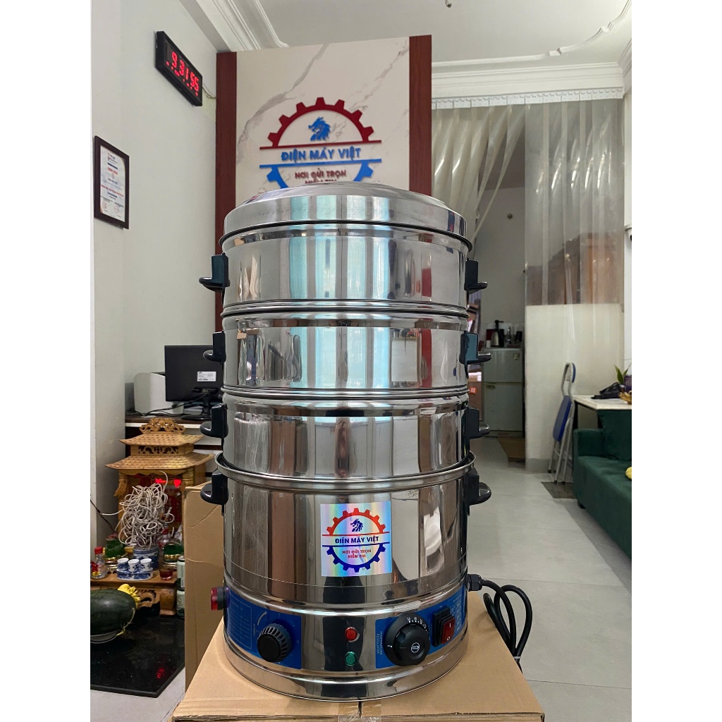 Nồi hấp mắm chưng, hấp trứng, hải sản chạy điện inox 3 tầng hấp 40cm