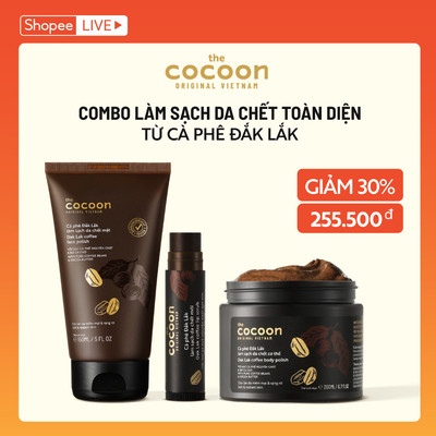 Combo làm sạch da chết từ cà phê Đắk Lắk Cocoon - Tẩy da chết body+ son tẩy da chết môi + tẩy da chết cà phê mặt 150ml
