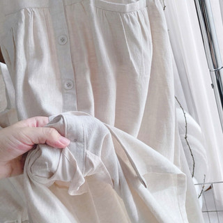 Set áo croptop sơ mi tay hến bo eo + chân váy midi xoè nút phối túi nude vintage