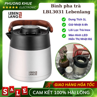 Bình Pha Trà Giữ Nhiệt LEBENLANG LBL3031 - Dung Tích 1000ml, Lõi Lọc Inox, Tích Hợp Màn Hình LED Hiển Thị Nhiệt Độ