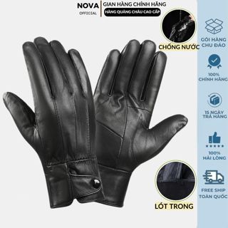 Găng tay da nam nữ NOVA bao tay da mùa đông chống nước lót nỉ bên trong giữ ấm thời trang