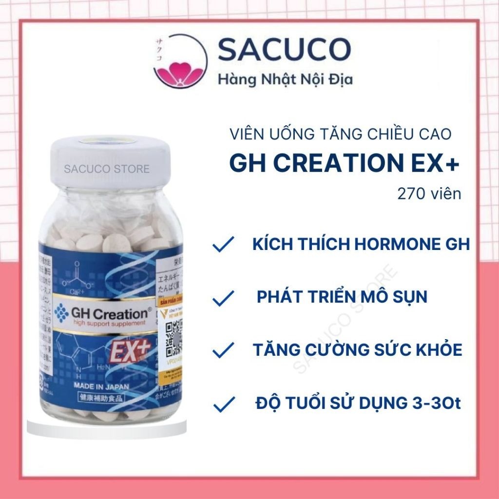 Viên uống hỗ trợ tăng chiều cao GH Creation EX+ 270 viên Nhật Bản