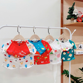  Bộ cộc tay Noel hoạ tiết siêu cưng Thun Lạnh Minky Mom cho bé size 90-150 