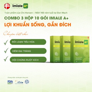 Bộ 3 hộp 10 gói Men vi sinh IMIALE A+ Đan Mạch - Chuyên dùng cho viêm đại tràng, ruột kích thích