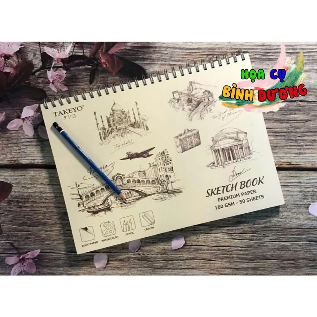 Sổ vẽ chì Takeyo A6/A5/A4/A3 (50 tờ,160gsm) -sketchbook