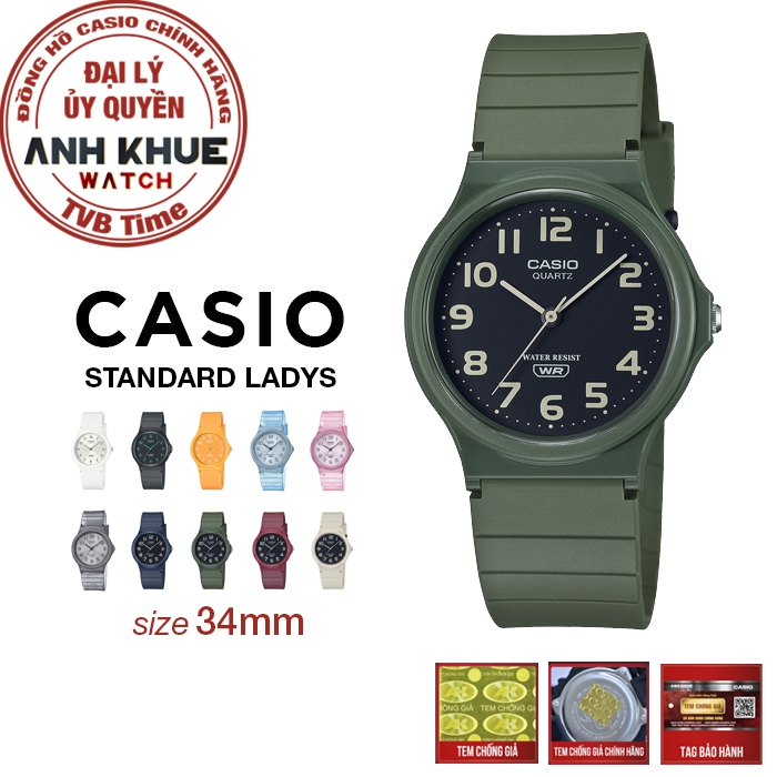 Đồng hồ nữ dây nhựa Casio chính hãng Anh Khuê MQ-24 Series (34mm)