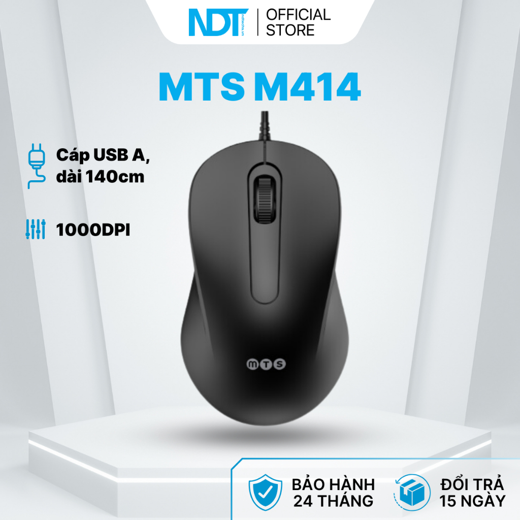 Chuột có dây MTS M414 1000DPI thao tác mượt mà, kết nối USB cáp dài 140cm giá rẻ | NDTechs