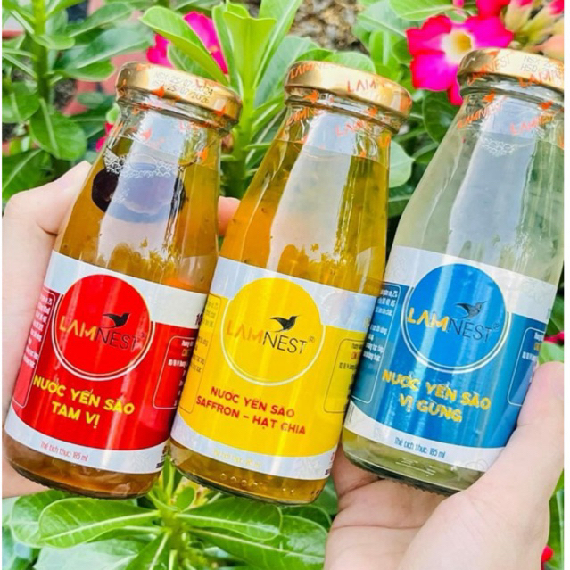 Combo 10 chai yến sào Lamnest đủ 3 vị chai 185ml 10% yến (10 chai x 185ml)