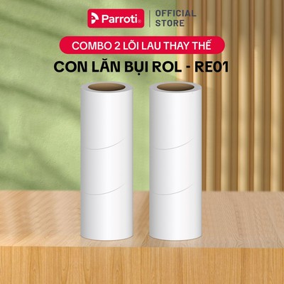 Combo 2 cuộn lăn thay thế cây lăn bụi ga giường, quần áo, thảm nhà siêu dính 22cm, 55 lớp  Parroti Roller ROL - RE01