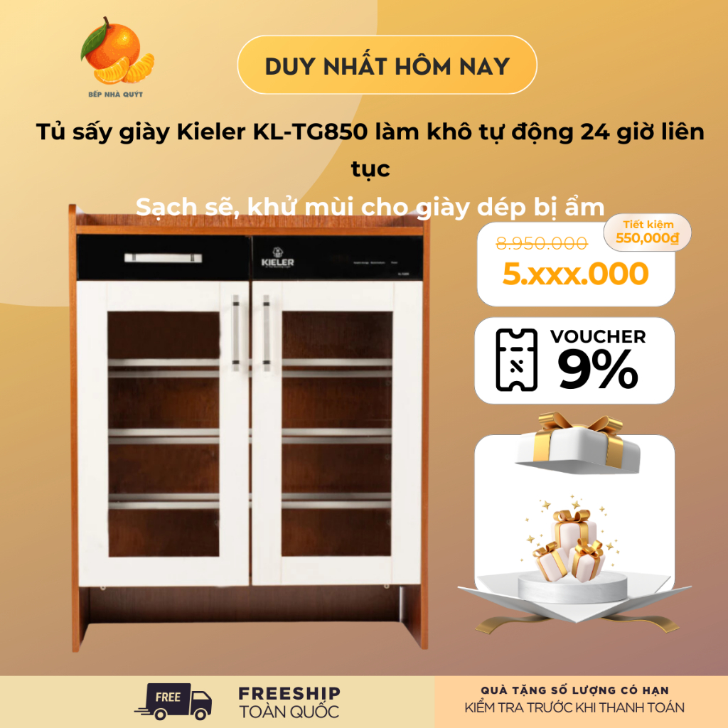 Tủ sấy giày Kieler KL-TG850 sấy khô tự nhiên 24 giờ thường xuyên luôn trong tình hình khô ráo, sạch 