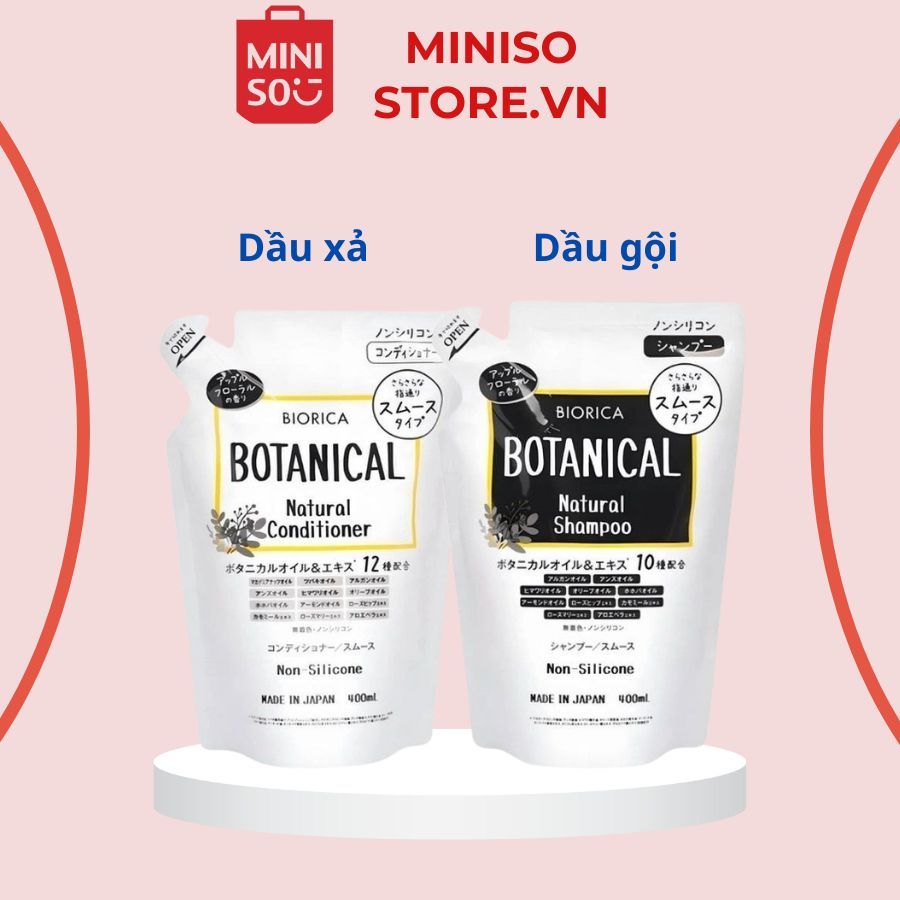 Cặp Dầu Gội, Dầu xả  Táo Đen Hatomugi Botanical Nhật Bản không chứa Silicone 400mlx2 tem logo mới