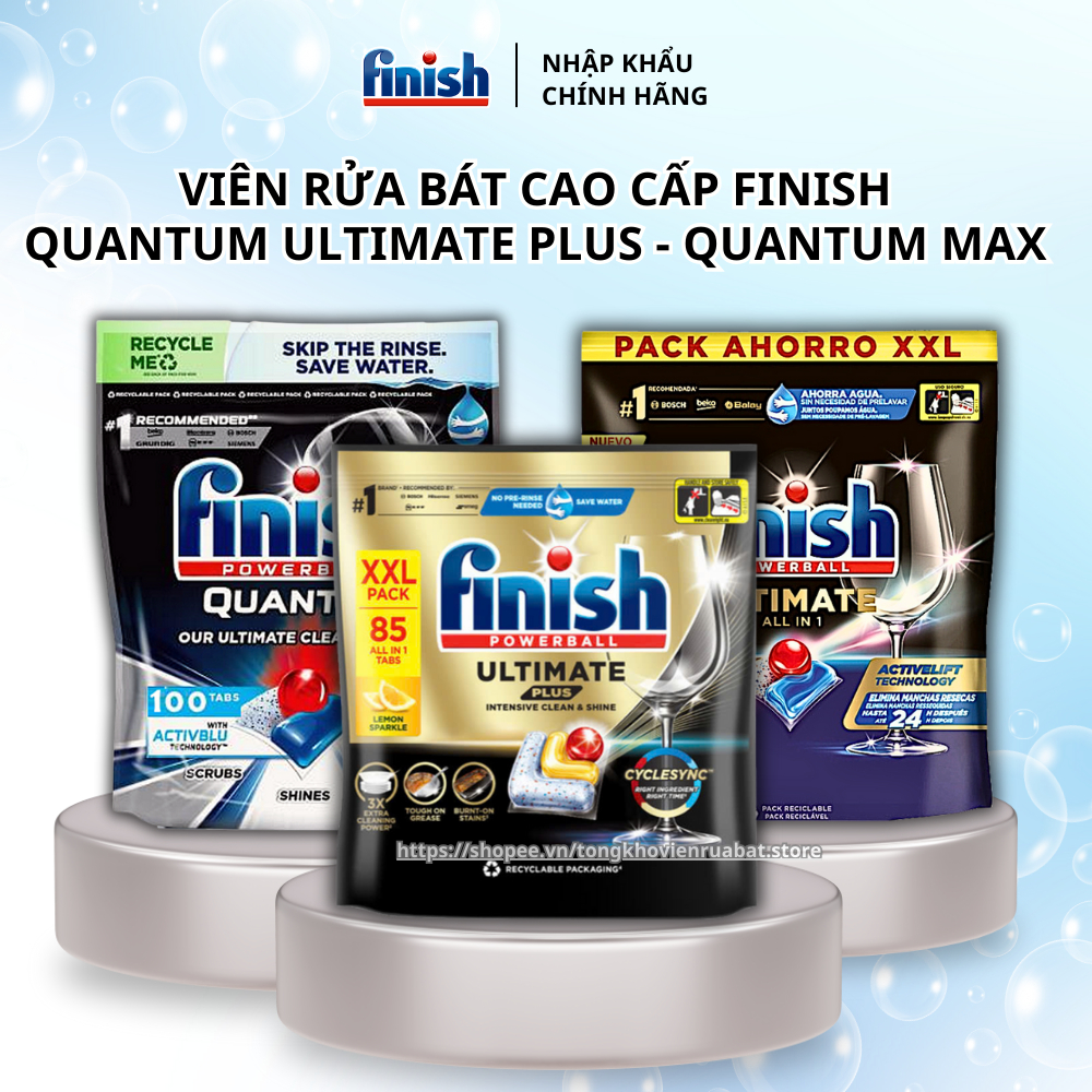 Viên rửa bát Finish quantum Max 72 60 viên Ultimate 70 50 viên hương chanh, hương táo dùng cho máy rửa bát máy rửa chén