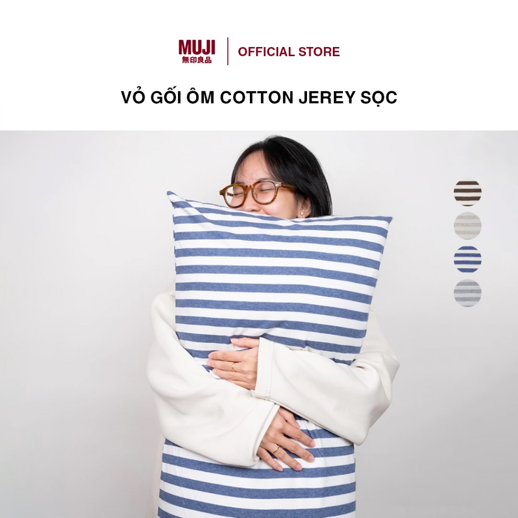 Vỏ Gối Ôm Cotton Jerey Sọc MUJI | BigBuy360 - bigbuy360.vn