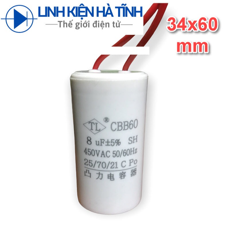 Tụ CBB60 8uf 450VAC tụ khởi động - KI6