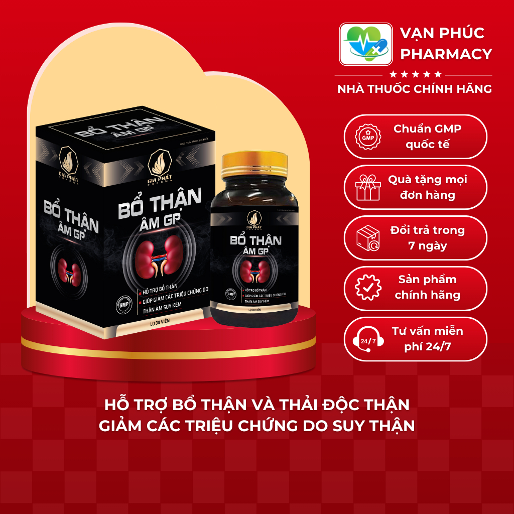 Viên Uống Bổ Thận Âm Giúp Giảm Triệu Chứng Do Suy Thận, Tiểu Đêm Nhiều Lần, Mệt Mỏi, Tan Sỏi Thận, Sỏi Mật 30 Viên/Hộp