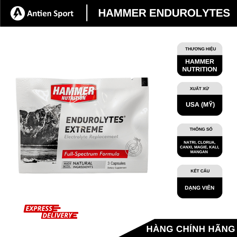 Viên Uống Điện Giải Hammer Endurolytes Extreme - Duy trì hiệu suất hoạt động, cải thiện sức bền