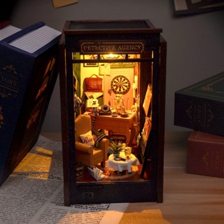 Mô hình Book Nook Tự Làm Sherlock Holmes Detective Agency bằng gỗ 3d. Tặng KEO DÁN. Trang trí giá sách DIY