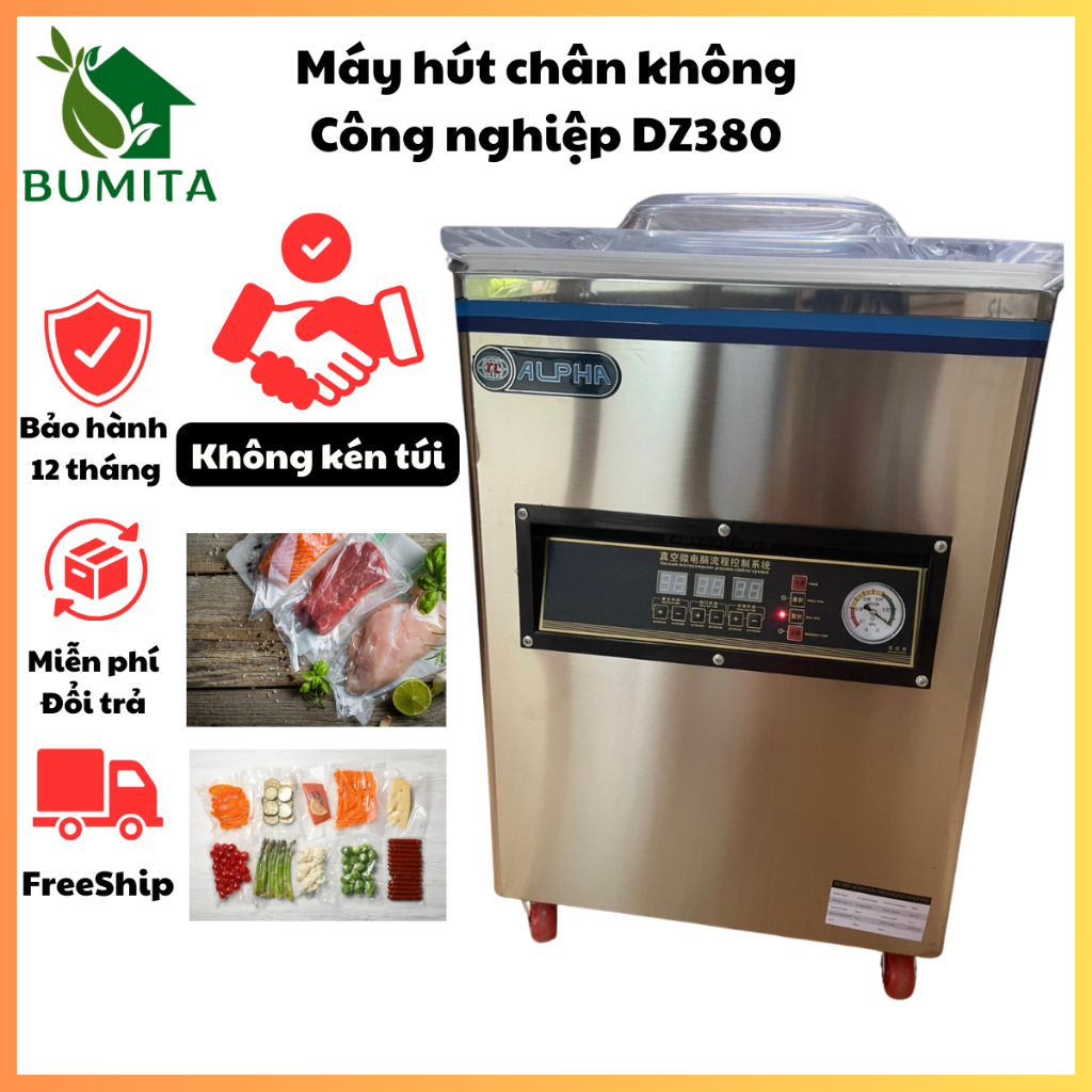 Máy Hút Chân Không Thực Phẩm Công Nghiệp DZ-380 Công Xuất 700W Không Kén Túi Bảo Hành Chính Hãng 12 Tháng