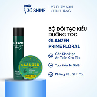 Bộ quà tặng nam giới Tóc đẹp thơm lâu sáp Glanzen Floral và Gôm Glanzen Floral Giữ nếp lâu Lưu hương sâu