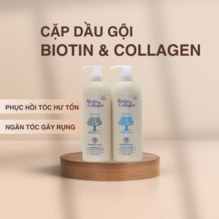 Biotin Collagen Trắng - Cặp Dầu Gội Xả Biotin Collagen Trắng 1000ml - Biotin Collagen Trắng Nuôi Dưỡng Tóc Chắc Khỏe