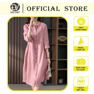 Đầm linen dáng suông cúc dọc, tay sắn 2 túi sườn trẻ trung năng động