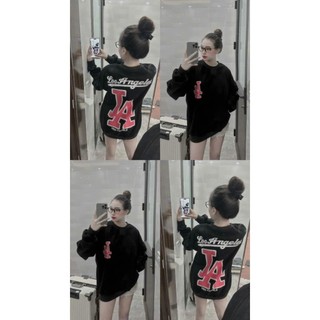 Áo Nỉ Sweater In Chữ La Đỏ Chất Nỉ Bông Dày Dặn From Rộng Xịn Xò