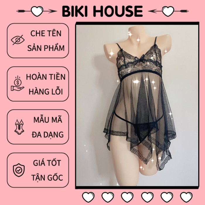 Đầm ngủ ren xuyến thấu đuôi cá siêu xinh gợi cảm váy ngủ 2 dây nữ sexy đỏ đen kèm chip quyến rũ BIKI HOUSE N118 - HCM | BigBuy360 - bigbuy360.vn