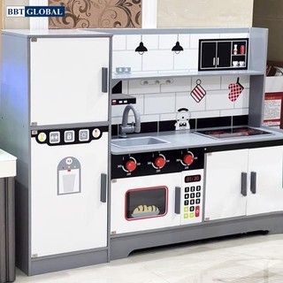  Đồ chơi nấu ăn gỗ cao cấp có đèn và âm thanh MSN22006 bếp đôi hiện đại,chất liệu an toàn cho bé 