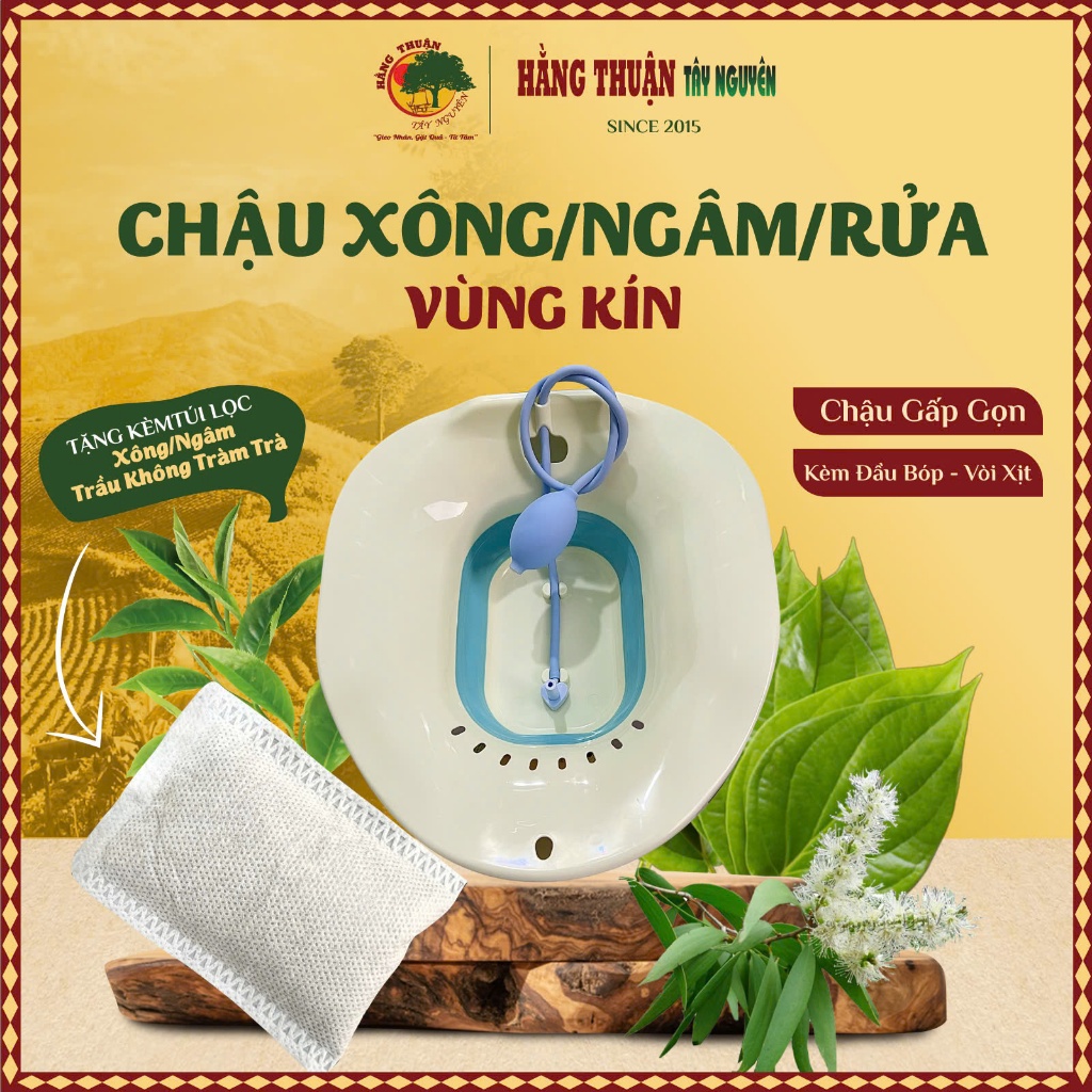 Chậu Xông Phụ Khoa Gấp Gọn Gắn bồn cầu Tiện Lợi kèm Vòi xịt, Phụ Kiện Cho Mẹ, Ở Cữ Sau Sinh