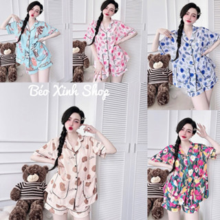 Đồ Bộ - Đồ Ngủ Quần Đùi Vải Lụa Măng gồ Cao Cấp Pijama Bigsize 50-100kg Béo Xinh Shop Bộ Ngủ Nữ - A.5024