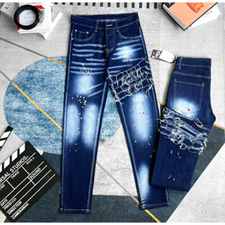 quần jean nam DSQ thêu vá vải sờn rách đẹp nhiều mẫu mới hot, form tôn dáng chất jean dày chuẩn hàng VNXK