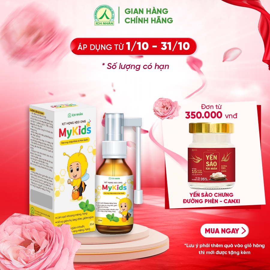 Xịt Họng Keo Ong MyKids - Hỗ trợ giảm các triệu chứng ngứa rát cổ họng, ho do viêm họng, ho gió, ho khan, ho có đờm 20ml