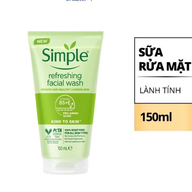 Sữa Rửa Mặt Simple 150ml Chính Hãng