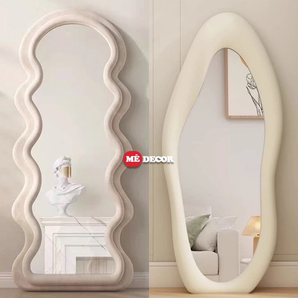 gương soi toàn thân hạt đậu bọc nỉ xịn có ánh kim Mê DECOR gương hạt đậu, gương lượn sóng
