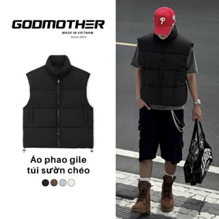 Áo Phao Gile GODMOTHER Áo Khoác Phao 2 Túi Sườn Chéo Nam Nữ Menswear Mùa Thu Đông Mẫu Mới