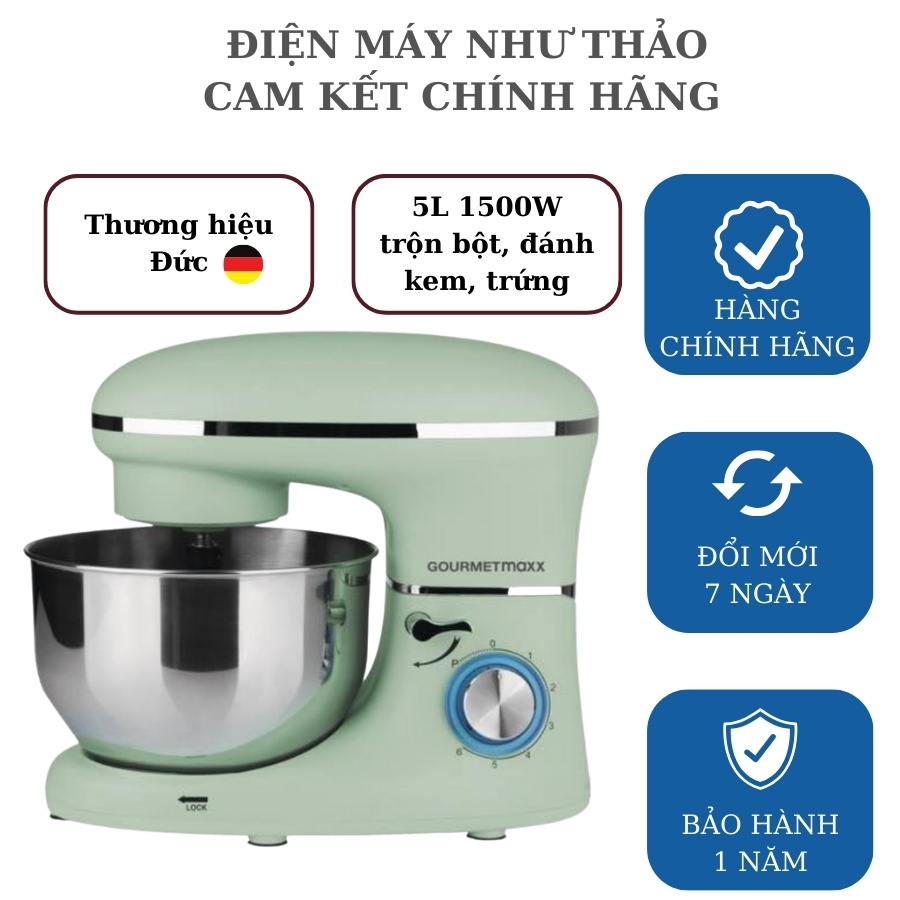 Máy trộn bột GOURMETMAXX 5L 1500W - Hàng chính hãng Đức bản quốc tế