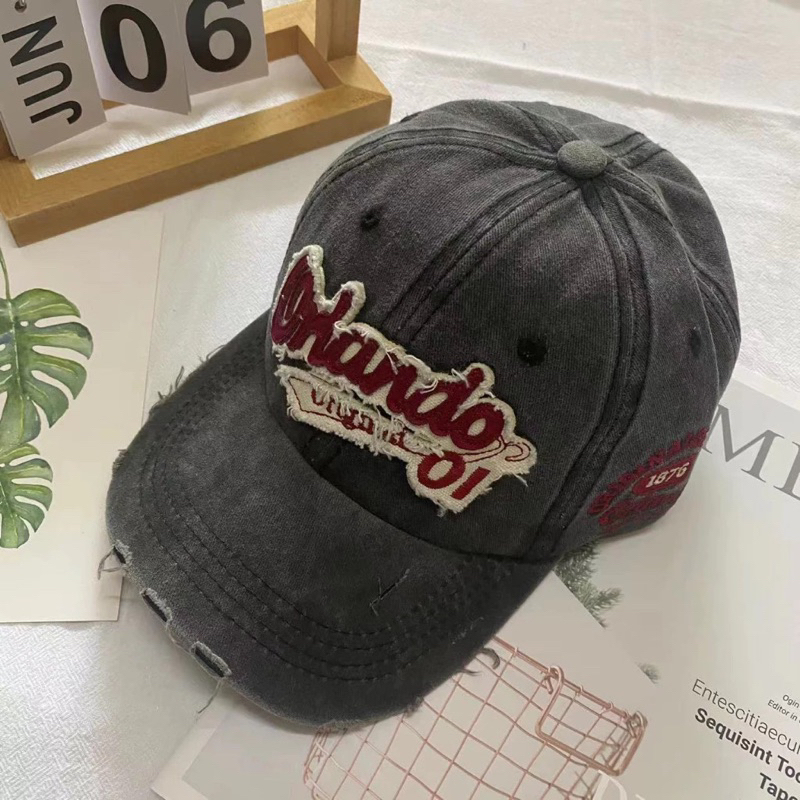 Nón lưỡi trai chữ Orlando màu xám đen phong cách đường phố