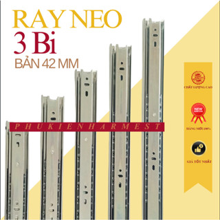 Bộ 2 thanh ray trượt ngăn kéo hộc tủ NEO - Ray trượt 3 bi 3 tầng ngăn kéo tủ bản rộng 42mm dày 11mm
