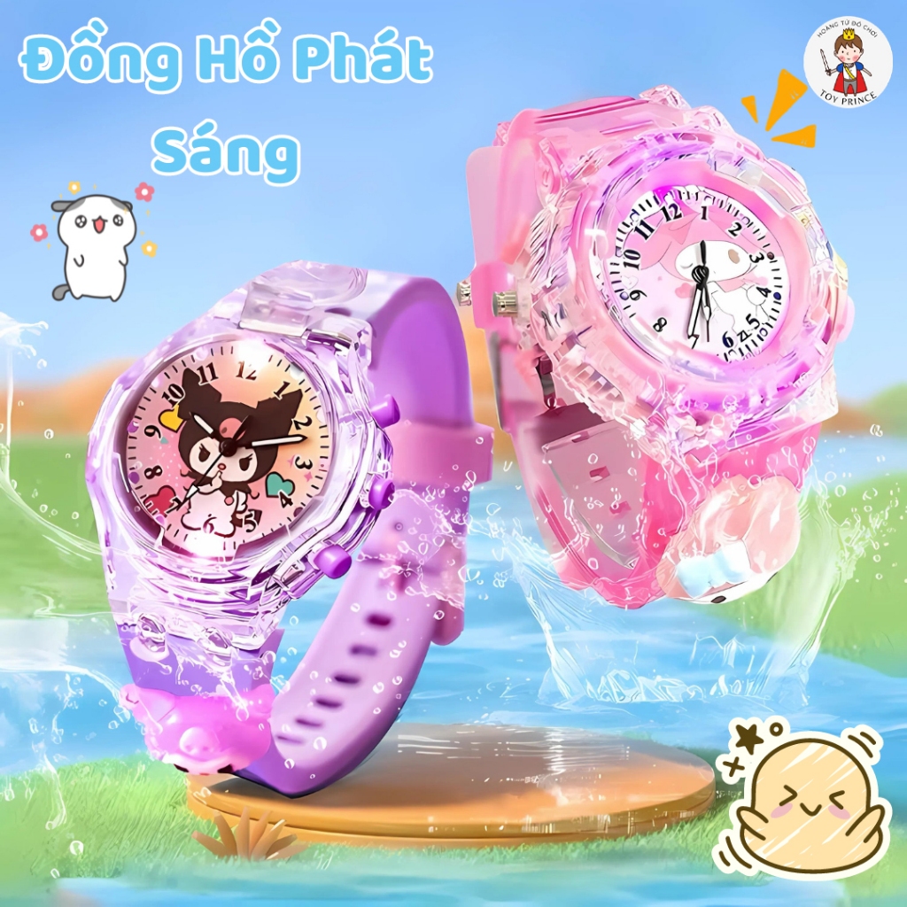 Đồng Hồ Đeo Tay Có Đèn Phát Sáng Hình Kuromi / Melody / Cáo Hồng Dễ Thương Hiển Thị Giờ Trang Trí Cho Bé