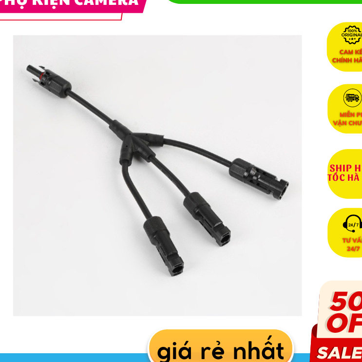Jack kết nối phân nhánh chữ Y MC4 3 đầu ra 1 MMMF và FFFM cút nối chuyên dụng cho cáp năng lượng mặt