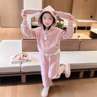 [Vani Kids] S222 - Sét Bộ Áo Khoác Tăm Lông Thỏ Phối Quần Xuông, Quần Áo Thu Đông Cho Bé Gái Hàng Tk Loại 1